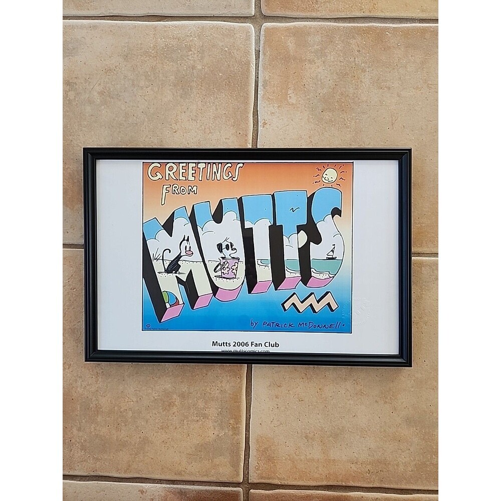 Mutts Comic Strip Framed Print, By Patrick McDonnell, 2006 Fan Club, 12x17"